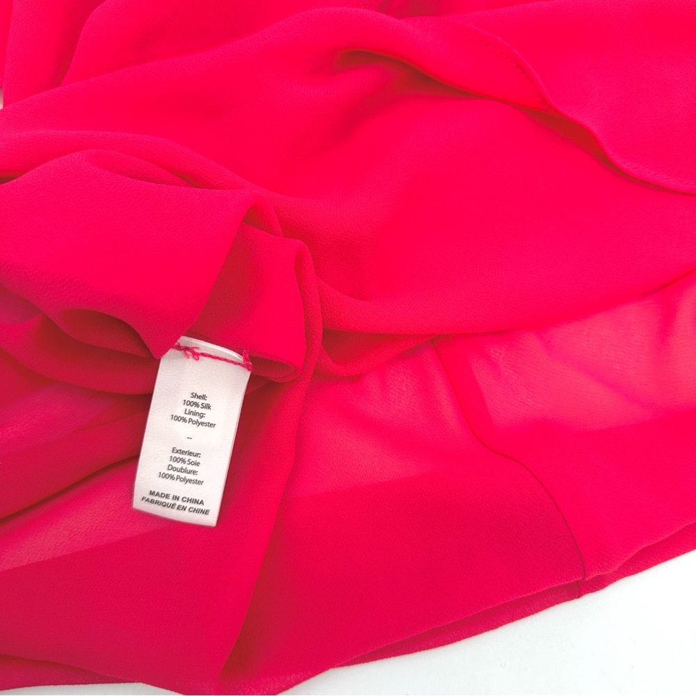 Cinq a Sept Dress 100% Silk EMILIA Draped Spaghetti Strap Satin Sz 2 Raspberry - Picture 9 of 13